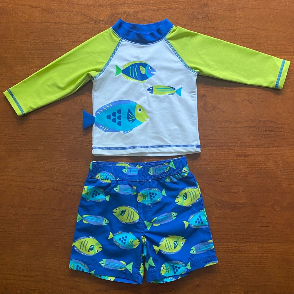 Little Me Fish Rashguard Set 6-9 Months
